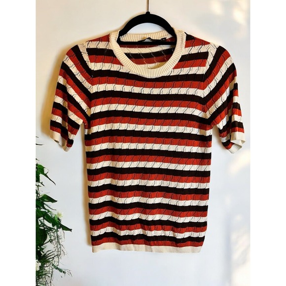 WARDROBE.NYC Tops - Wardrobe Brand Knit Top Short-Sleeve‎ Crew Neck Sz Med Vintage Vibes